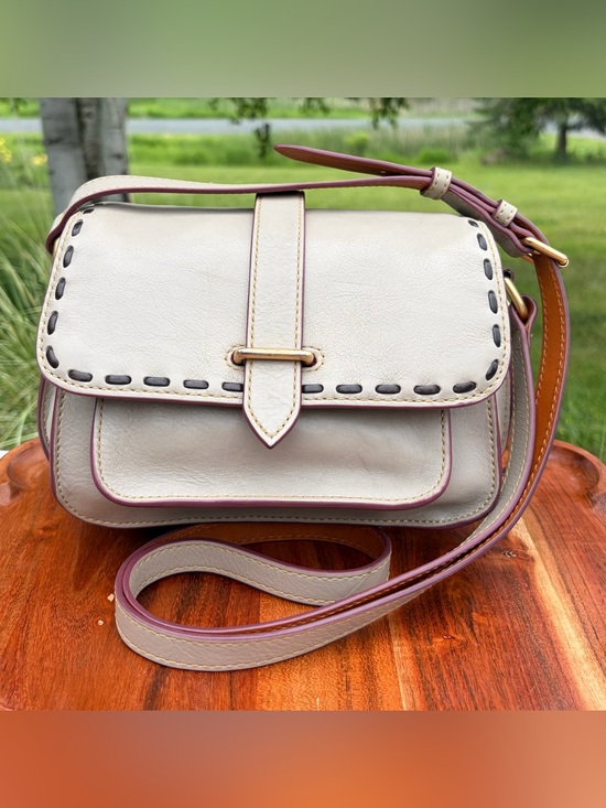 Dooney & Bourke Handbags - Dooney & Bourke Binocular Florentine Leather Bone Off-White Crossbody